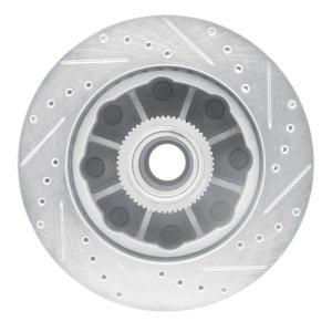 Chevrolet Express 3500 Brake Rotor (1) - Front Left - R1 Concepts - Drilled & Slotted - Silver - `01-`02